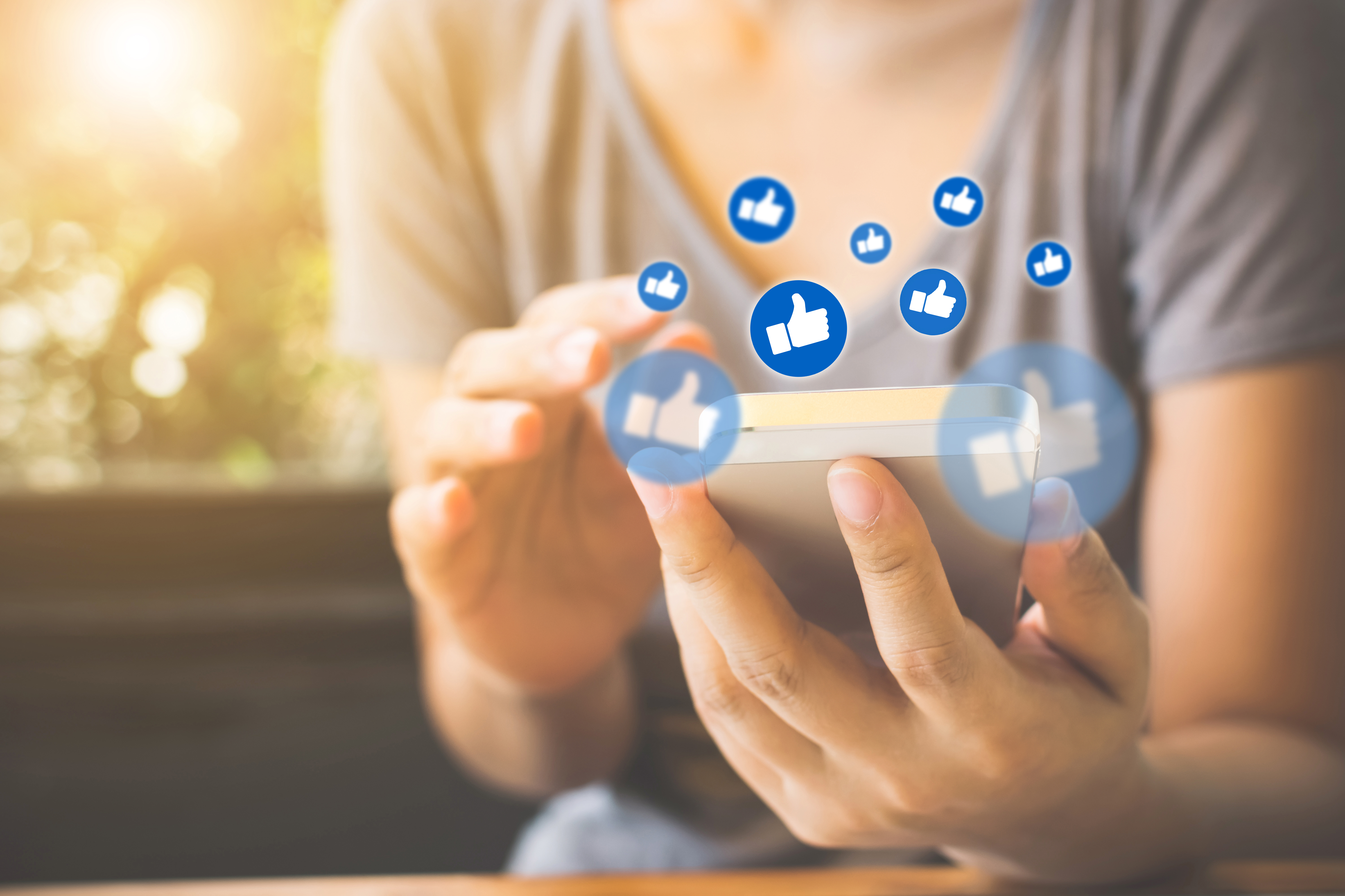 Social network sharing and commenting in the online community, Woman hand holding smartphone and using application social media opiniones internet